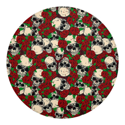 Red Rose Skull Pattern Print Round Blanket