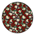 Red Rose Skull Pattern Print Round Floor Mat