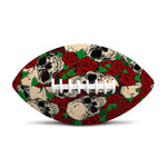 Red Rose Skull Pattern Print Rugby Ball