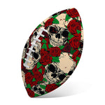 Red Rose Skull Pattern Print Rugby Ball