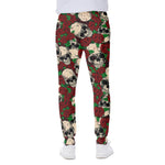 Red Rose Skull Pattern Print Scuba Joggers