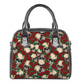 Red Rose Skull Pattern Print Shoulder Handbag