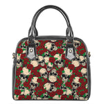 Red Rose Skull Pattern Print Shoulder Handbag