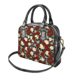 Red Rose Skull Pattern Print Shoulder Handbag