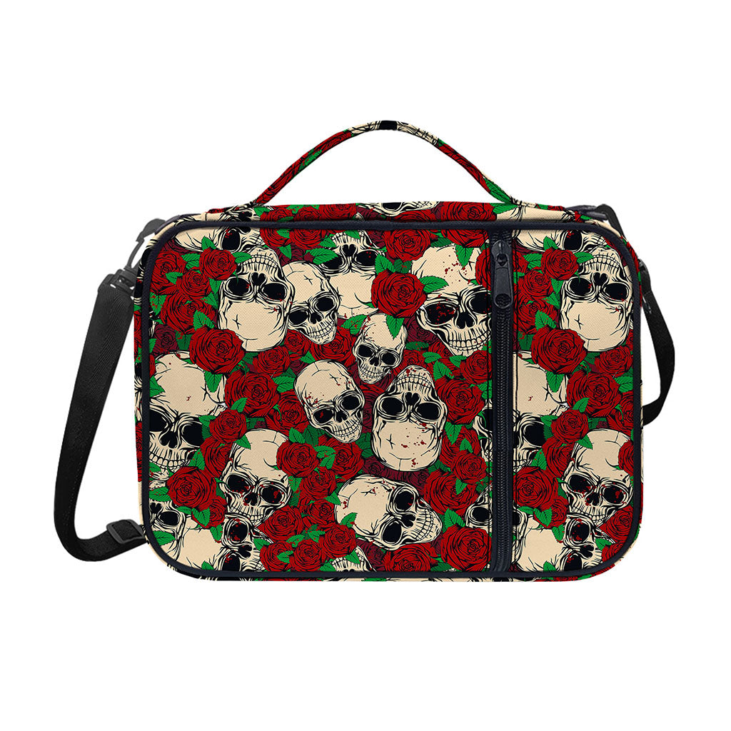 Red Rose Skull Pattern Print Shoulder Strap Bible Bag