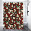 Red Rose Skull Pattern Print Shower Curtain