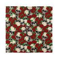 Red Rose Skull Pattern Print Silk Bandana