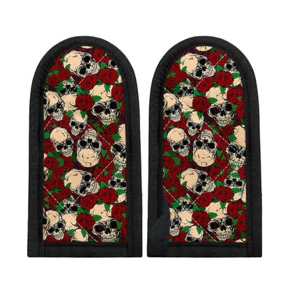 Red Rose Skull Pattern Print Skillet Handle Cover