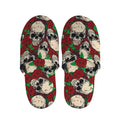 Red Rose Skull Pattern Print Slippers