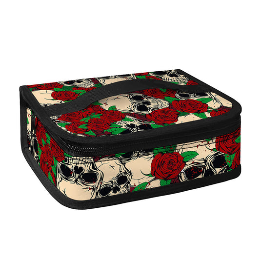 Red Rose Skull Pattern Print Small Lunch Bag