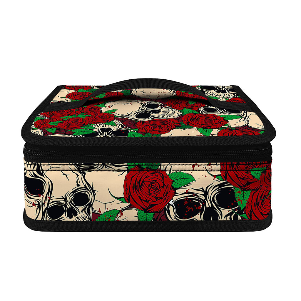 Red Rose Skull Pattern Print Small Lunch Bag