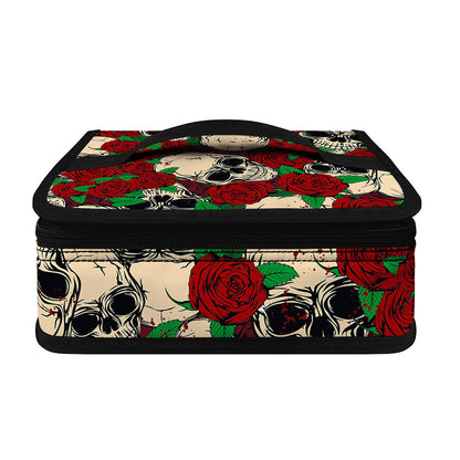 Red Rose Skull Pattern Print Small Lunch Bag