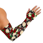 Red Rose Skull Pattern Print Sun Protection Arm Sleeves