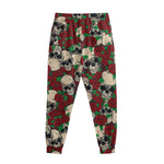 Red Rose Skull Pattern Print Sweatpants