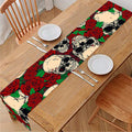 Red Rose Skull Pattern Print Table Runner