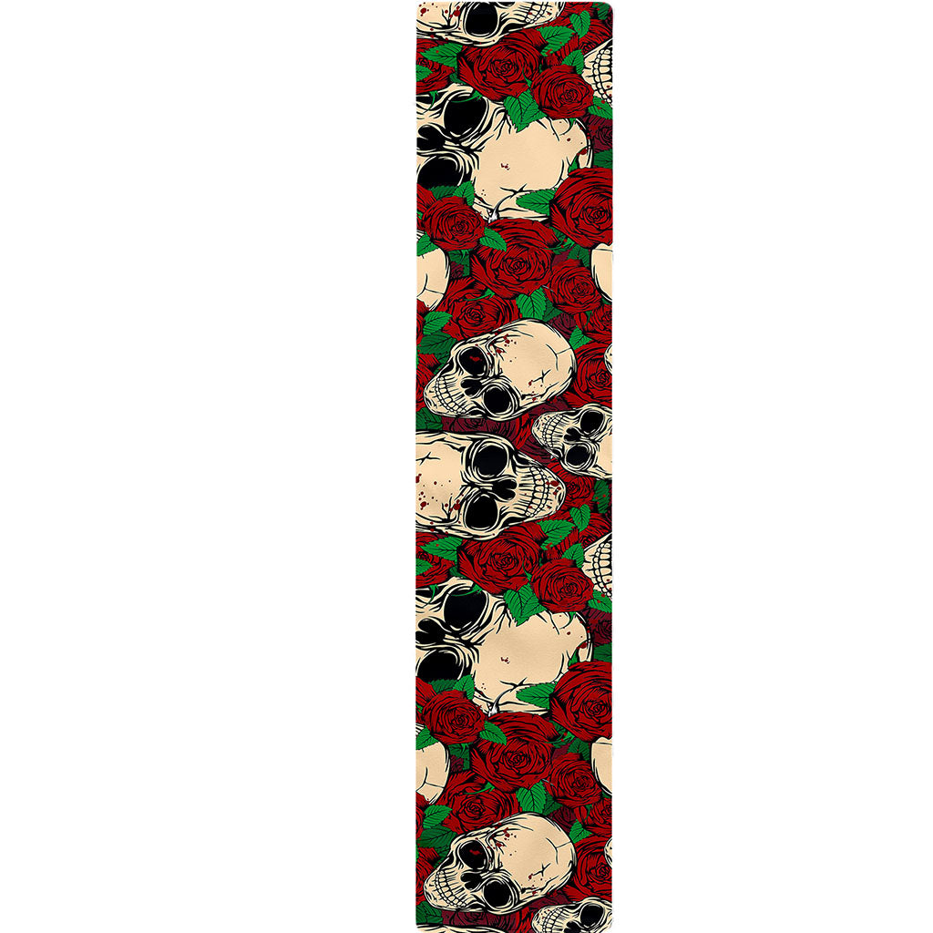 Red Rose Skull Pattern Print Table Runner