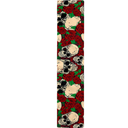 Red Rose Skull Pattern Print Table Runner