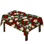 Red Rose Skull Pattern Print Tablecloth