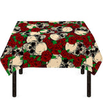 Red Rose Skull Pattern Print Tablecloth