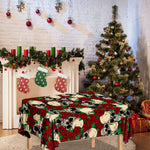 Red Rose Skull Pattern Print Tablecloth