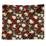 Red Rose Skull Pattern Print Tapestry
