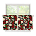 Red Rose Skull Pattern Print Tier Curtains