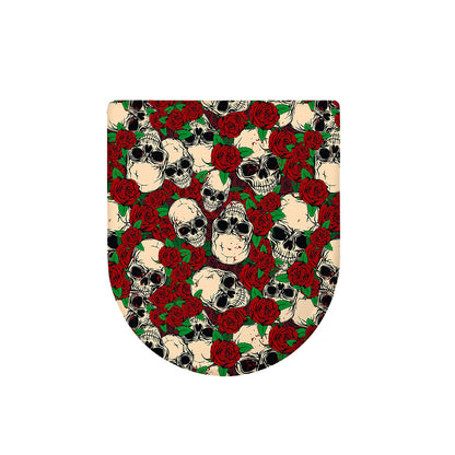 Red Rose Skull Pattern Print Toilet Lid Cover