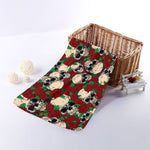 Red Rose Skull Pattern Print Towel