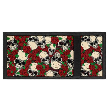 Red Rose Skull Pattern Print Trifold Wallet
