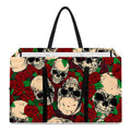 Red Rose Skull Pattern Print Utility Tote Bag