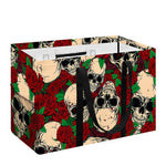 Red Rose Skull Pattern Print Utility Tote Bag