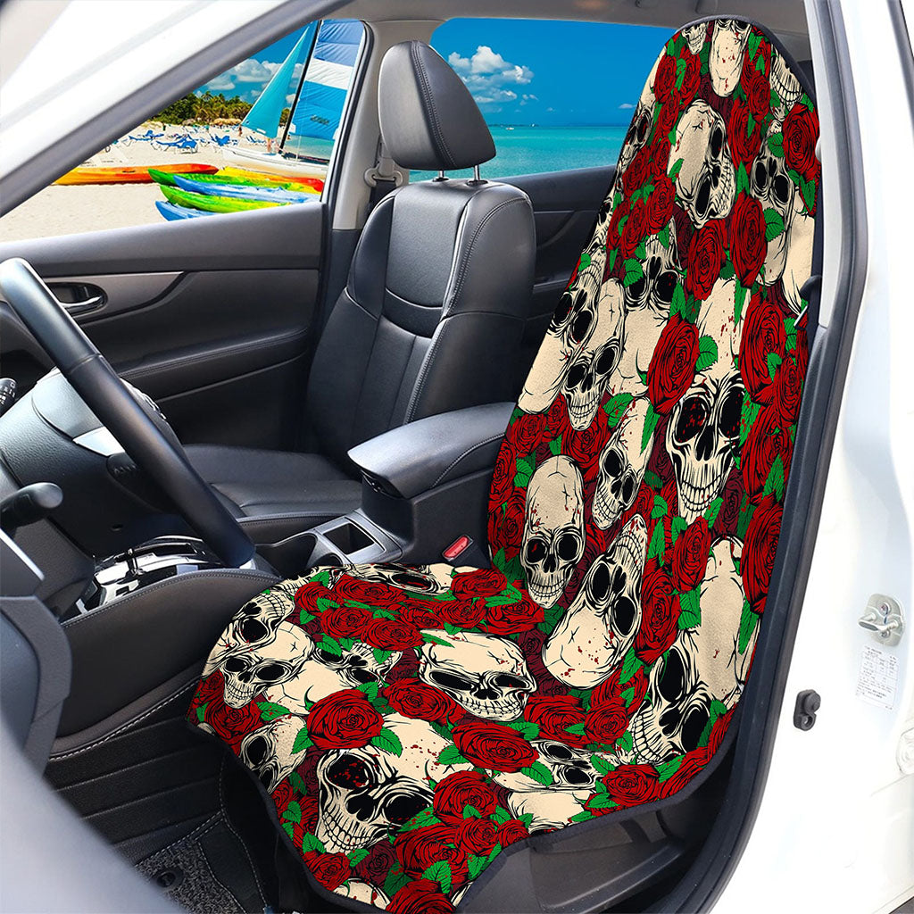 Red Rose Skull Pattern Print Waterproof Car Seat Cover