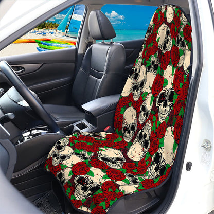 Red Rose Skull Pattern Print Waterproof Car Seat Cover