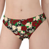 Red Rose Skull Pattern Print Women's Panties