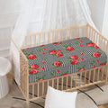 Red Roses Houndstooth Pattern Print Baby Crib Sheet