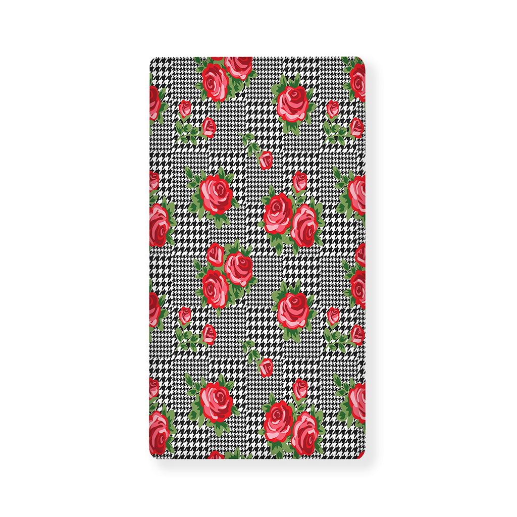Red Roses Houndstooth Pattern Print Baby Crib Sheet