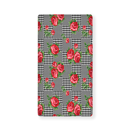 Red Roses Houndstooth Pattern Print Baby Crib Sheet