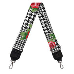 Red Roses Houndstooth Pattern Print Bag Strap