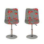 Red Roses Houndstooth Pattern Print Bar Stool Covers