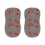 Red Roses Houndstooth Pattern Print Bar Stool Covers
