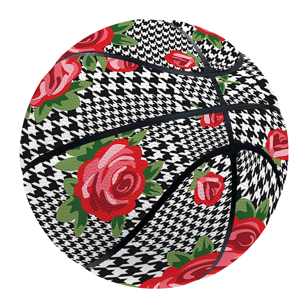 Red Roses Houndstooth Pattern Print Basketball