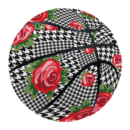 Red Roses Houndstooth Pattern Print Basketball