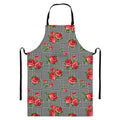 Red Roses Houndstooth Pattern Print Bib Apron With Pocket