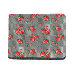 Red Roses Houndstooth Pattern Print Bifold Wallet