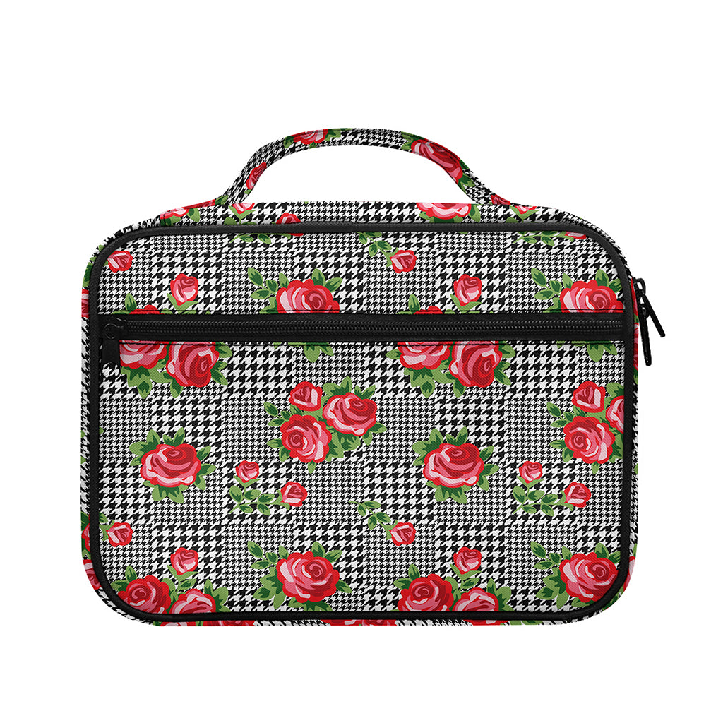 Red Roses Houndstooth Pattern Print Briefcase Bible Bag