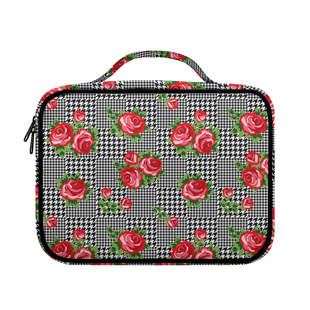 Red Roses Houndstooth Pattern Print Briefcase Bible Bag