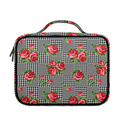 Red Roses Houndstooth Pattern Print Briefcase Bible Bag