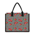 Red Roses Houndstooth Pattern Print Canvas Tote Bag