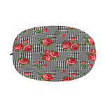 Red Roses Houndstooth Pattern Print Car Side Mirror Covers