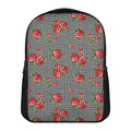 Red Roses Houndstooth Pattern Print Casual Backpack